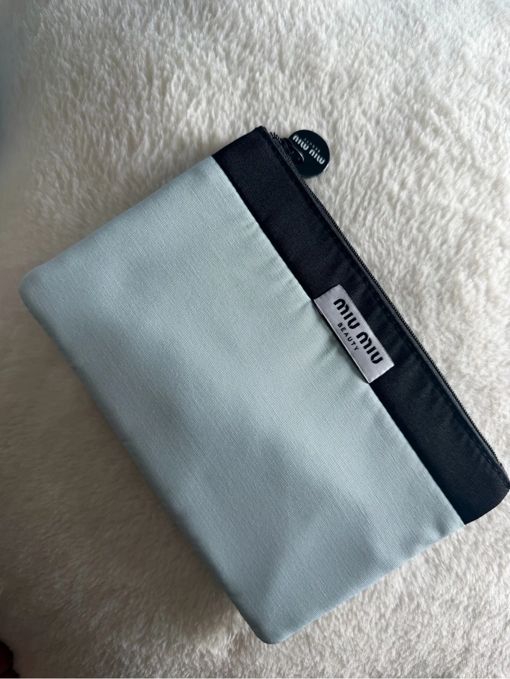 Miu Miu Pale Blue Cosmetic Pouch with Black Trim